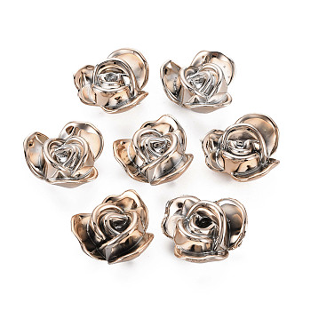 UV Plating Acrylic Beads, Flower, Rose Gold Plated, 21x20.5x10mm, Hole: 1.8mm