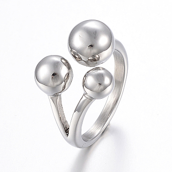 304 Stainless Steel Finger Rings, Round, Stainless Steel Color, Size 8, 18mm