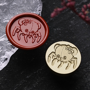 Halloween Theme Golden Tone Brass Wax Seal Stamp Head, for DIY Wax Seal Stamp Making, Spider, 25x25x15mm, Hole: 7mm