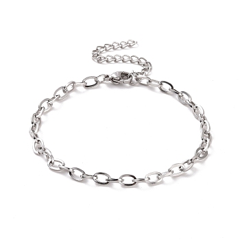 304 Stainless Steel Cable Chain Bracelet for Men Women, Stainless Steel Color, 6-7/8 inch(17.4~17.5cm)