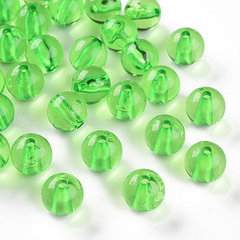 Transparent Acrylic Beads, Round, Lawn Green, 12x11mm, Hole: 2.5mm, about 566pcs/500g