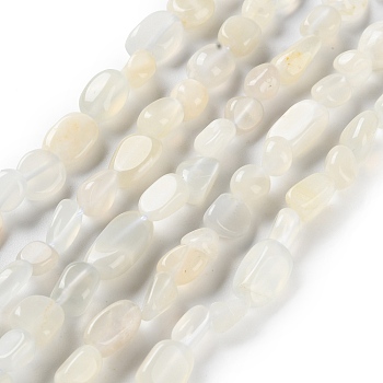 Natural White Moonstone Beads Strands, Nuggets, Tumbled Stone, 4.5~11.5x3~7x3.5~6mm, Hole: 1.2mm, about 48~68pcs/strand, 15.35~15.94''(39~40.5cm)