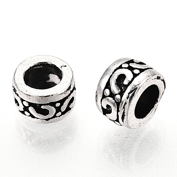 925 Sterling Silver Beads, with S925 Stamp, Textured Column, Antique Silver, 5x3mm, Hole: 2.5mm
