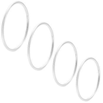 4Pcs 4 Styles 925 Sterling Silver Thin Finger Rings, Stackable Plain Band Ring for Women, with 925 Stamp, for Mother's Day, Real Platinum Plated, 1mm, US Size 5~8(15.7~18.1mm), 1pc/style