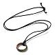 Natural Mixed Stone Ring Pendant Necklace with Waxed Cords(NJEW-R262-01A)-3