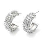 Rack Plating Brass Round Stud Earrings for Women, Lead Free & Cadmium Free, Platinum, 21.5x8mm(EJEW-D059-15P)