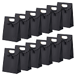 Rectangle Paper Gift Bags, Ribbon Bowknot Decorated Candy Tote for Birthday, Wedding, Black, 16.5x12x6cm(ABAG-WH0048-08B-01)