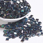 MIYUKI TILA Beads, Japanese Seed Beads, 2-Hole, (TL455) Metallic Variegated Blue Iris, 5x5x1.9mm, Hole: 0.8mm, about 5900pcs/500g(SEED-MY05-TL455)