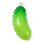 Resin Pendants, Imitation Food, with Platinum Iron Loop, Cucumber, 40.5x16.5x15mm, Hole: 2mm(X-RESI-S010-03A)