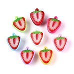 Printed Opaque Acrylic Beads, Strawberry, Mixed Color, 20x16.5x10.5mm, Hole: 2.2mm(OACR-N152-07)
