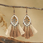 Bohemian Alloy Tassel Chandelier Earrings, Red Copper, Horse Eye, 80x35mm(WG0AFF1-05)