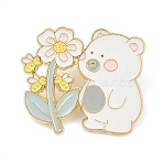 White Bear Enamel Pins, Alloy Lapel Pin Backs for Backpack Clothes, Light Gold, Colorful, 27.5x32.5mm(JEWB-I057-02KCG-02)