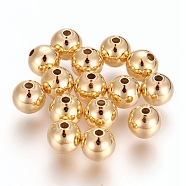 Brass Spacer Beads, Round, Nickel Free, Real 18K Gold Plated, 6mm, Hole: 1.4mm, about 5pcs/g(KK-L180-007D-G-NF)