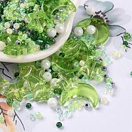 DIY Jewelry Making Finding Kit, Glass & Seed Beads, Round & Star & Moon, Green, 2~16x2~12x3~7mm, Hole: 0.8~1.2mm(DIY-R082-02)
