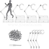 SUPERFINDINGS Plastic Humanoid Stand Support, with Iron Screws & Nuts & Steel Cross Screwdriver, Clear, 9.3x7.3x0.5cm(ODIS-FH0001-11)