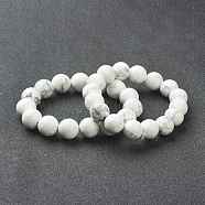 Natural Howlite Beaded Stretch Bracelets, Round, Beads: 8~8.5mm, Inner Diameter: 2-1/8 inch(5.5cm)(BJEW-A117-C-03)