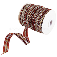 Sparkle Style Polyester Ribbons, Sequin, Coconut Brown, 15x1mm, about 32.81 Yards(30m)/Roll(OCOR-WH0074-37A)