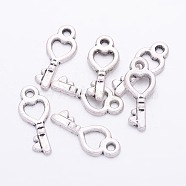 Tibetan Style Alloy Finding Pendants, Skeleton Key, Antique Silver, Lead Free and Cadmium Free and Nickel Free, 18x8x1mm, Hole: 1mm(X-ECC071Y-NF)