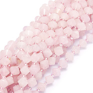 Natural Rose Quartz Beads Strands, Faceted, Bicone, 8x8mm, Hole: 1mm, about 40pcs/strand, 15.24''(38.7cm)(G-E569-C08)