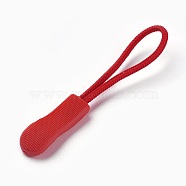 Garment Accessories, Plastic Zipper Puller With Strap, Red, 60~64mm(KY-WH0008-A02)