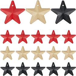 Gorgecraft 48Pcs 3 Colors Iron Pendants, Star Charm, Mixed Color, 23.5x25x3mm, Hole: 1mm, 16pcs/color(IFIN-GF0001-47A)