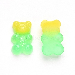 Gradient Color Opaque Resin Cabochons, with Glitter Powder Bear, Lime, 17.5x11x6.5mm(CRES-R196-02E)