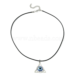Alloy Resin Pendant Necklace for Women, Trinity Knot with Evil Eye, Antique Silver, 18.19 inch(46.2cm)(NJEW-JN04563)