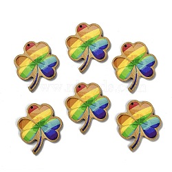 St. Patrick's Day Themes Printed Wood Pendants, Colorful, 40x39.5x3mm, Hole: 1.8mm(WOOD-V002-02D)