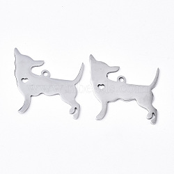 304 Stainless Steel Pendants, Laser Cut, Dog, Stainless Steel Color, 29x30x1.5mm, Hole: 2mm(X-STAS-N087-30)