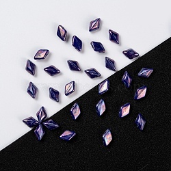 Czech Glass Beads, 2-Hole, Rhombus, DarkSlate Blue, 8x5x3.5mm, Hole: 0.8mm; about 650pcs/bag, 95~100g/bag(GLAA-L025-A10)