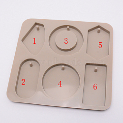 Geometry Silicone Pendant Molds, Resin Casting Molds, For UV Resin, Epoxy Resin Craft Making, Tan, 166x157x9mm, Inner Size: 60~69x36~60mm, Hole: 3.5mm(DIY-WH0181-09)