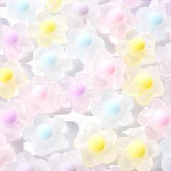 50Pcs 5 Colors Transparent Acrylic Beads, Frosted, Bead in Bead, Flower, Mixed Color, 16.5x17x9.5mm, Hole: 2.5mm, 10pcs/color(TACR-CC0001-03)