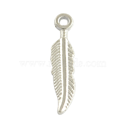 Tibetan Style Alloy Feather Pendants, Cadmium Free & Lead Free, Antique Silver, 21x4.5x1mm, Hole: 1.5mm(TIBEP-24166-AS-RS)