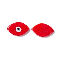 Handmade Evil Eye Lampwork Cabochons, Horse Eye, Red, 21~22x13~13.5x3.5mm(LAMP-F025-06C)