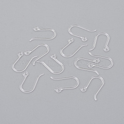 Resin Earring Hooks, Ear Wire, with Horizontal Loop, Clear, 12x9mm, Hole: 0.8mm, Pin: 0.5mm(X-RESI-J021-10B)