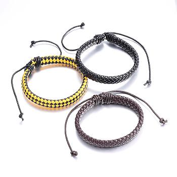 Adjustable Braided PU Leather Cord Bracelets, Mixed Color, 2-3/8 inch(60mm)