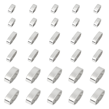 Unicraftale 60Pcs 3 Style 304 Stainless Steel Slide Charms/Slider Beads, For Leather Cord Bracelets Making, Oval, Stainless Steel Color, 3.1x8x5.8mm, Hole: 6x3.5mm, 20pcs/style