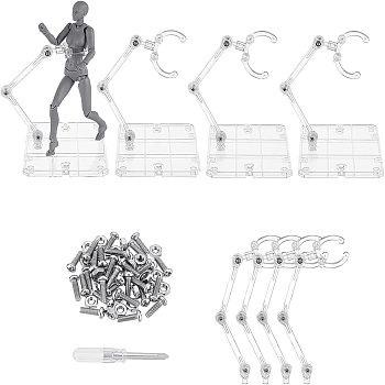 SUPERFINDINGS Plastic Humanoid Stand Support, with Iron Screws & Nuts & Steel Cross Screwdriver, Clear, 9.3x7.3x0.5cm