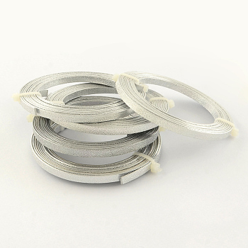Textured Aluminum Wire, Bendable Metal Craft Wire, Flat Craft Wire, Bezel Strip Wire for Cabochons Jewelry Making, Silver, 18 Gauge, 5x1mm, about 6.56 Feet(2m)/roll