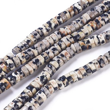 Natural Dalmatian Jasper Beads Strands, Column, 4.5~5x2~2.5mm, Hole: 0.6mm, about 171pcs/strand, 15.35 inch~15.55 inch(39~39.5cm)