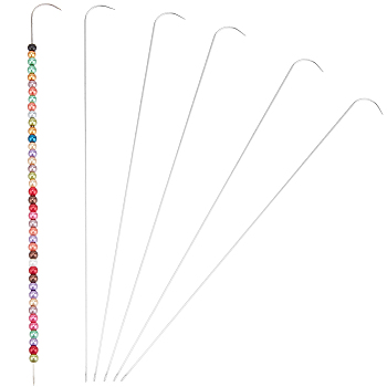 6Pcs Iron Bent Head Beading Needles for Bead Spinner, Curved Needles for Beading Jewelry, Platinum, 17.3x1.7x0.06cm