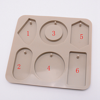 Geometry Silicone Pendant Molds, Resin Casting Molds, For UV Resin, Epoxy Resin Craft Making, Tan, 166x157x9mm, Inner Size: 60~69x36~60mm, Hole: 3.5mm