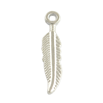 Tibetan Style Alloy Feather Pendants, Cadmium Free & Lead Free, Antique Silver, 21x4.5x1mm, Hole: 1.5mm