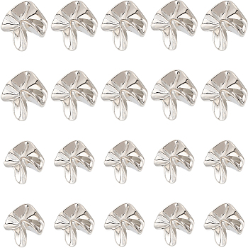 20Pcs 2 Style Alloy Shank Buttons, 1-Hole, Flower, Platinum, 22~24x21~23.5x12.5~13.5mm, Hole: 2mm, 10pcs/style