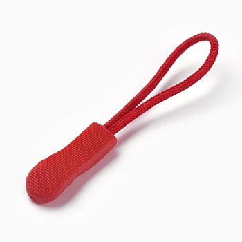 Garment Accessories, Plastic Zipper Puller With Strap, Red, 60~64mm