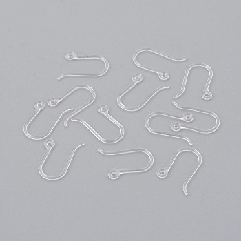 Resin Earring Hooks, Ear Wire, with Horizontal Loop, Clear, 12x9mm, Hole: 0.8mm, Pin: 0.5mm