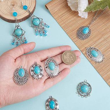 10pcs Turquoise+alloy pendant Vintage alloy earring head diy handmade material(5 styles)(JX575A)-3