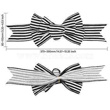 Black and White Stripes Pattern Linen Bowknot Display Decoration(AJEW-WH0258-687)-2