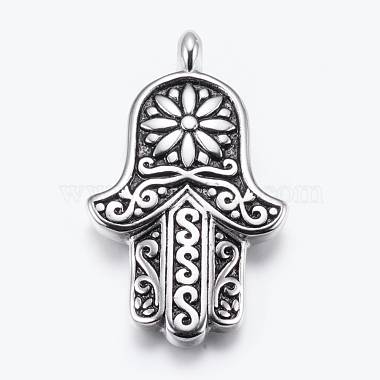 Antique Silver Palm Stainless Steel Big Pendants