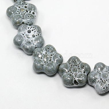 18mm Gray Flower Porcelain Beads